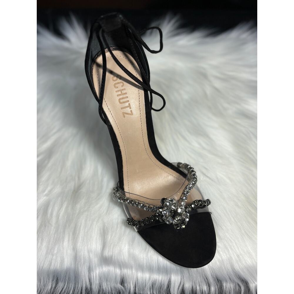 $138 MSRP - SCHUTZ Women's Jayda Crystal High Heel Sandals Sz 8.5